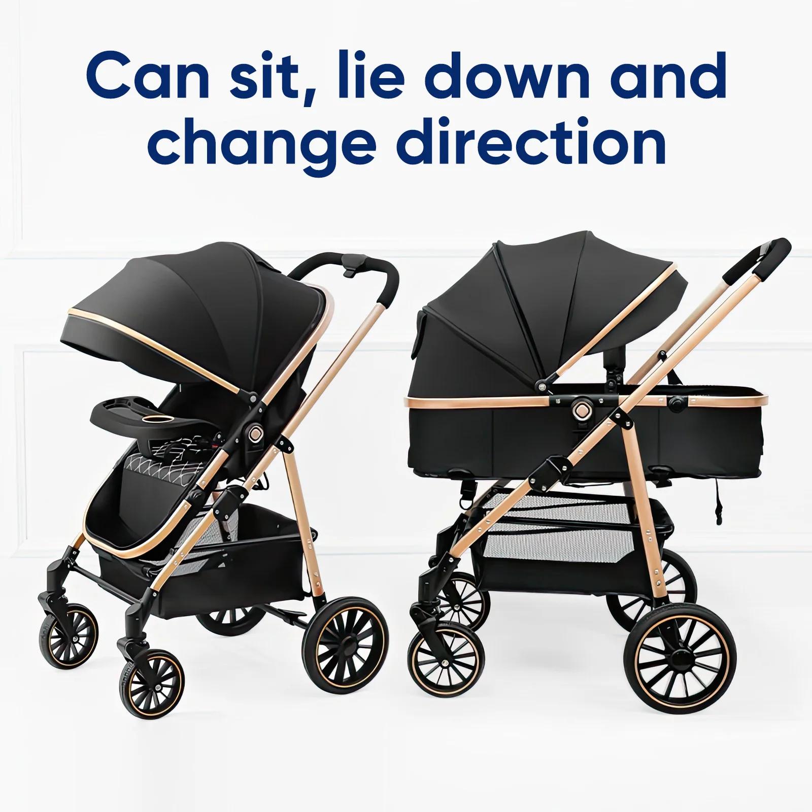 Poussette bébé, avec pliage automatique, position inclinable et allongée, compacte et légère, auvent