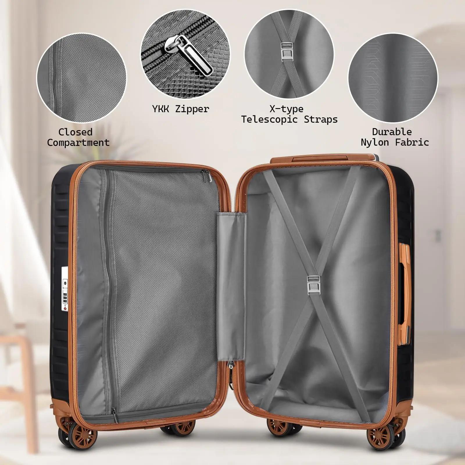 Bagage Melalenia, valise ABS à coque rigide avec serrure TSA avec roue rotative, bagage moyen léger