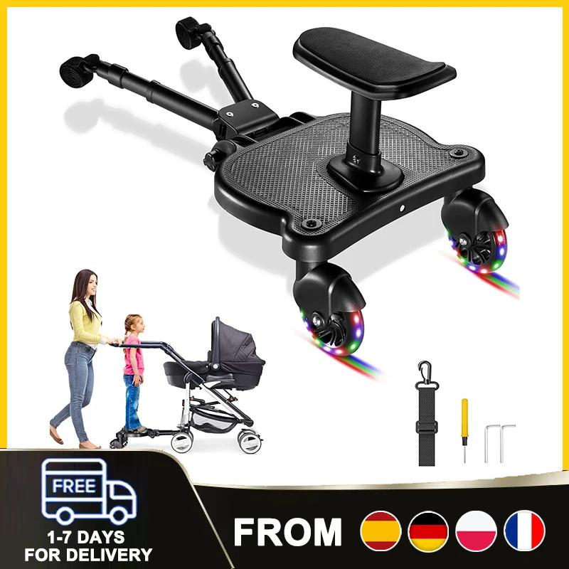 Universal Stroller Board Standing with Detachable Seat Pedal & 360 ° Wheel Kids Ride Board Load 25kg