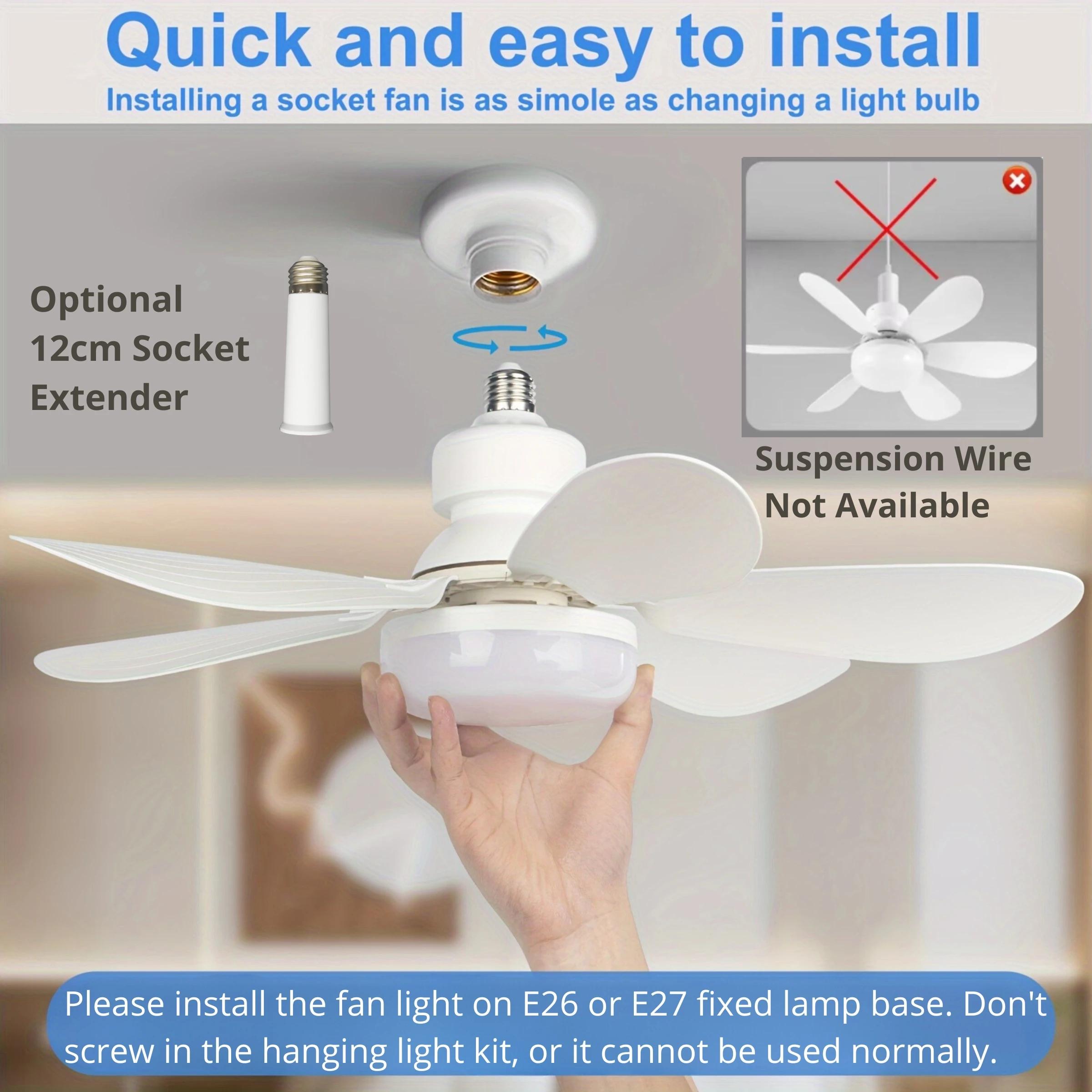 Lampe de ventilateur à prise avec télécommande, petit ventilateur de plafond de 20,5 pouces avec LED
