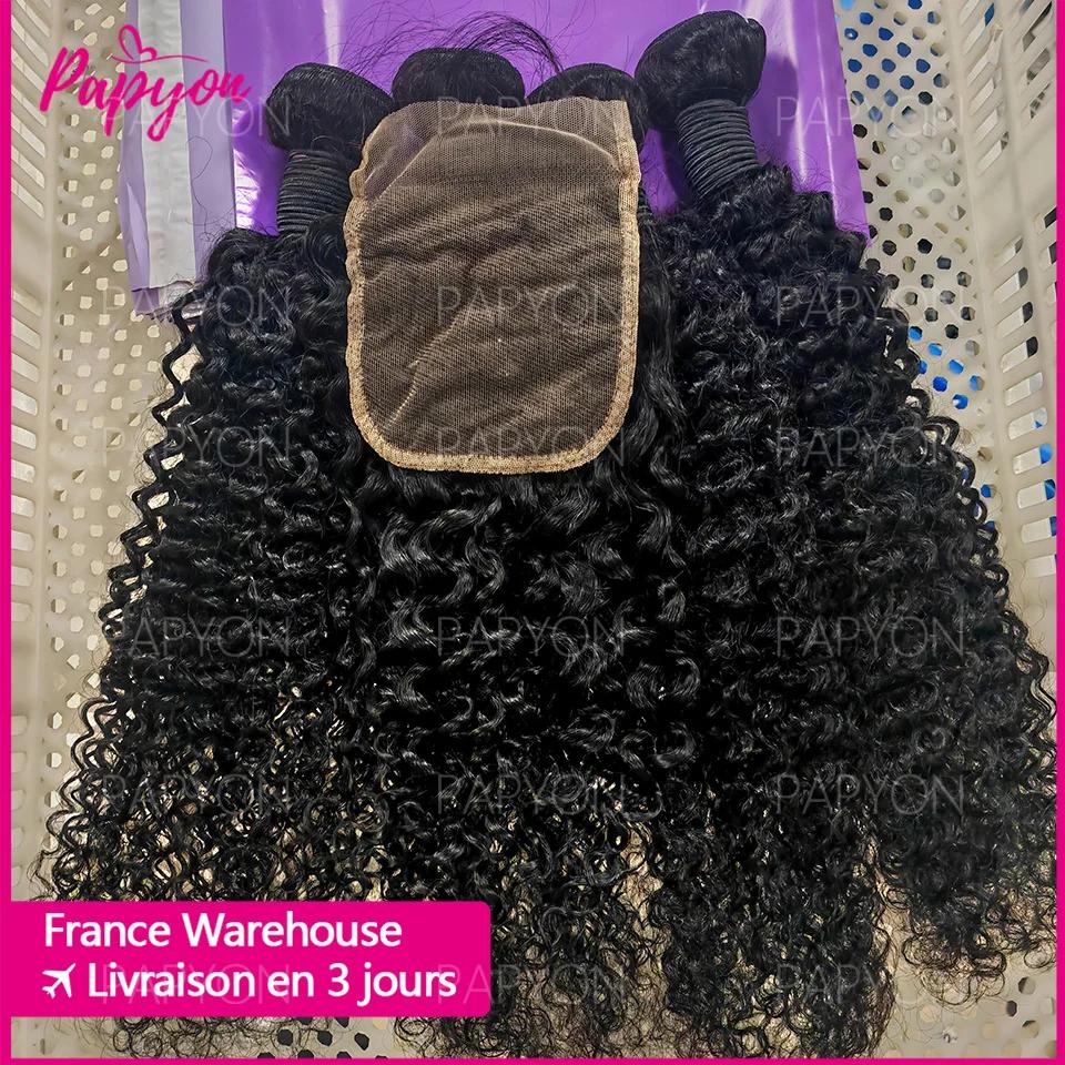 15A Paquets de cheveux bouclés birmans avec fermeture 4x4 paquets de vague profonde frontale cheveux