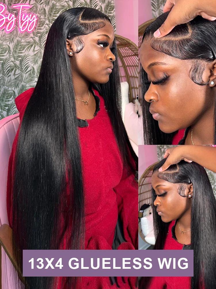 Perruque Lace Front Wig sans colle naturelle, cheveux humains, pre-plucked, avec baby-hairs, pre-plu