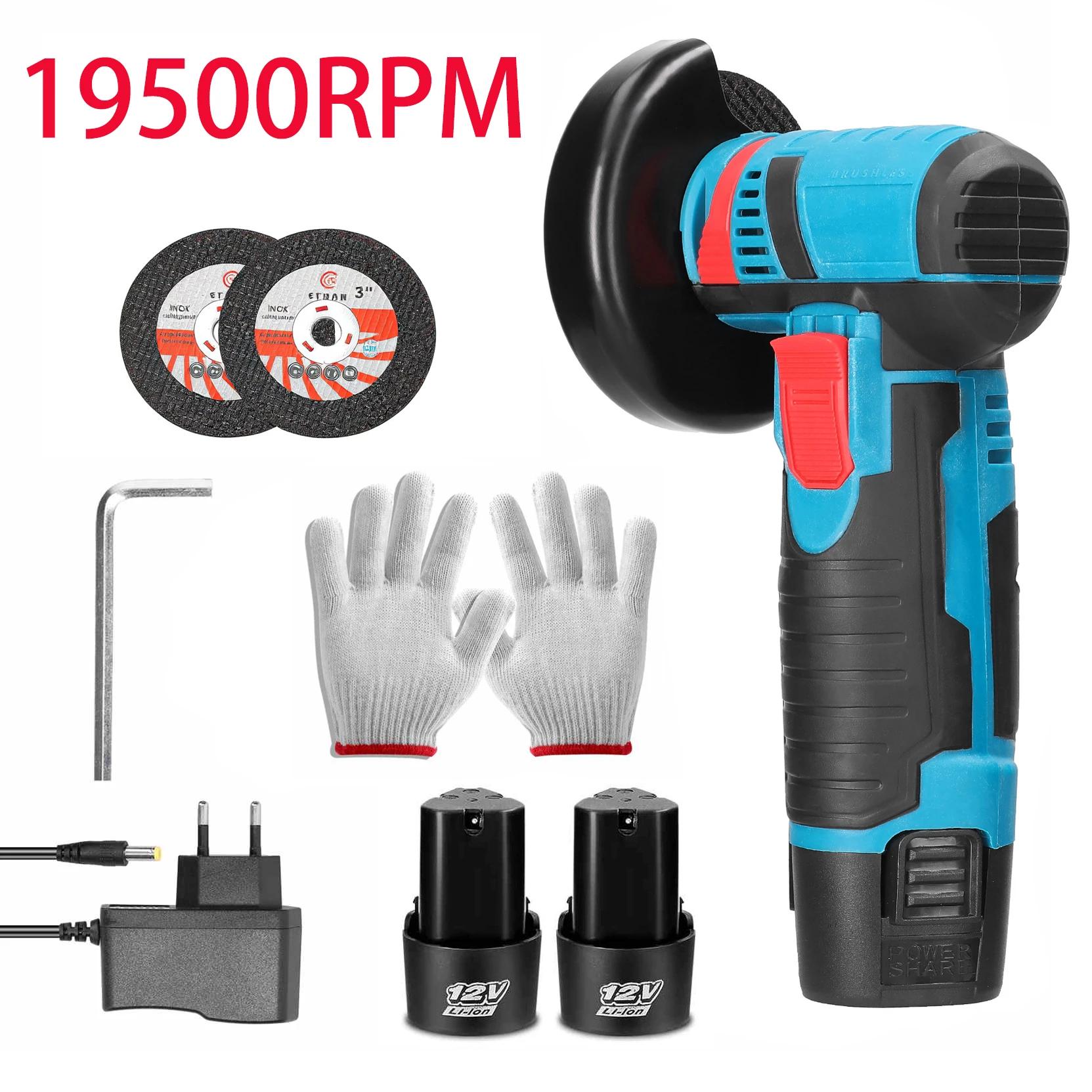 Mini-meuleuse d'angle 12V au lithium-ion, outil de meulage, vitesse de coupe 19500 tr/min, protectio