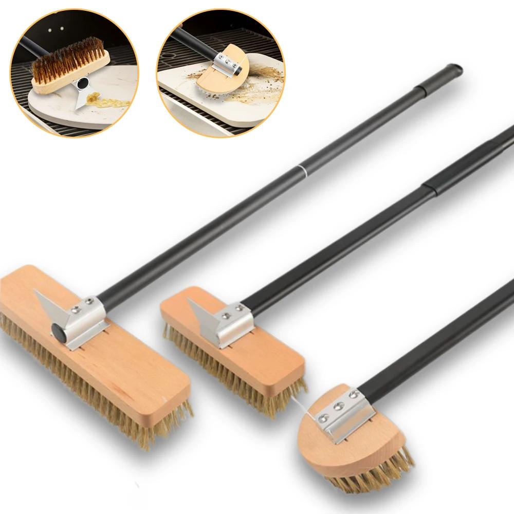 Brosse de four à Pizza, brosse de poêle en cuivre, poils en laiton et bois, manche Long, brosse de n