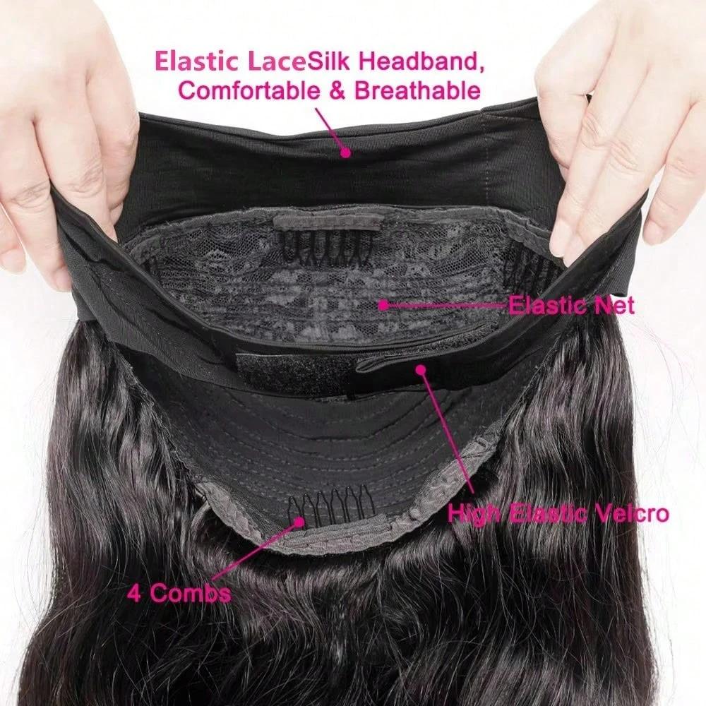 16-40 pouces 200 densité bandeau perruque vague de corps brésilien perruque de cheveux humains sans