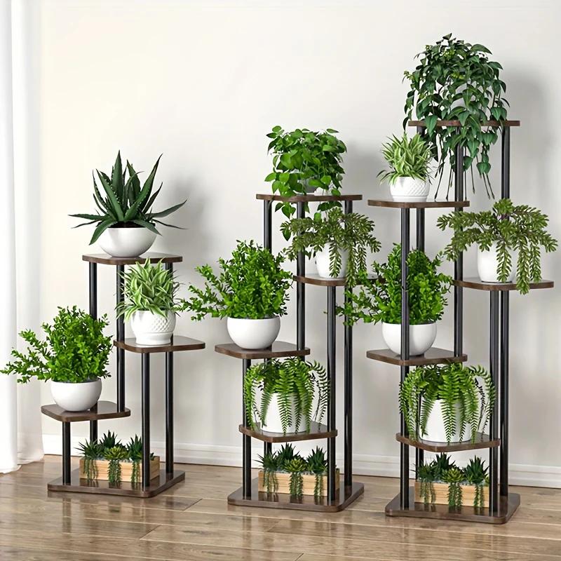 Support de plante pour fleurs, étagère de rangement en bois, étagère à fleurs à 4/5/6 niveaux, jardi