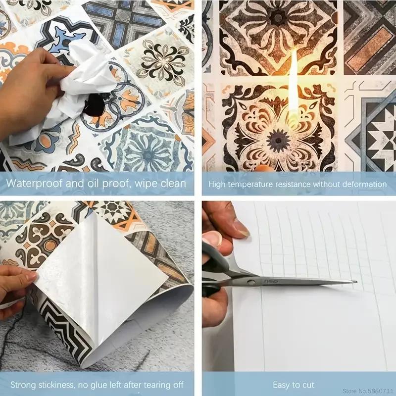 Carrelage 3D étanche armoire papier peint décor à la maison meubles vinyle mur auto-adhésif PVC papi