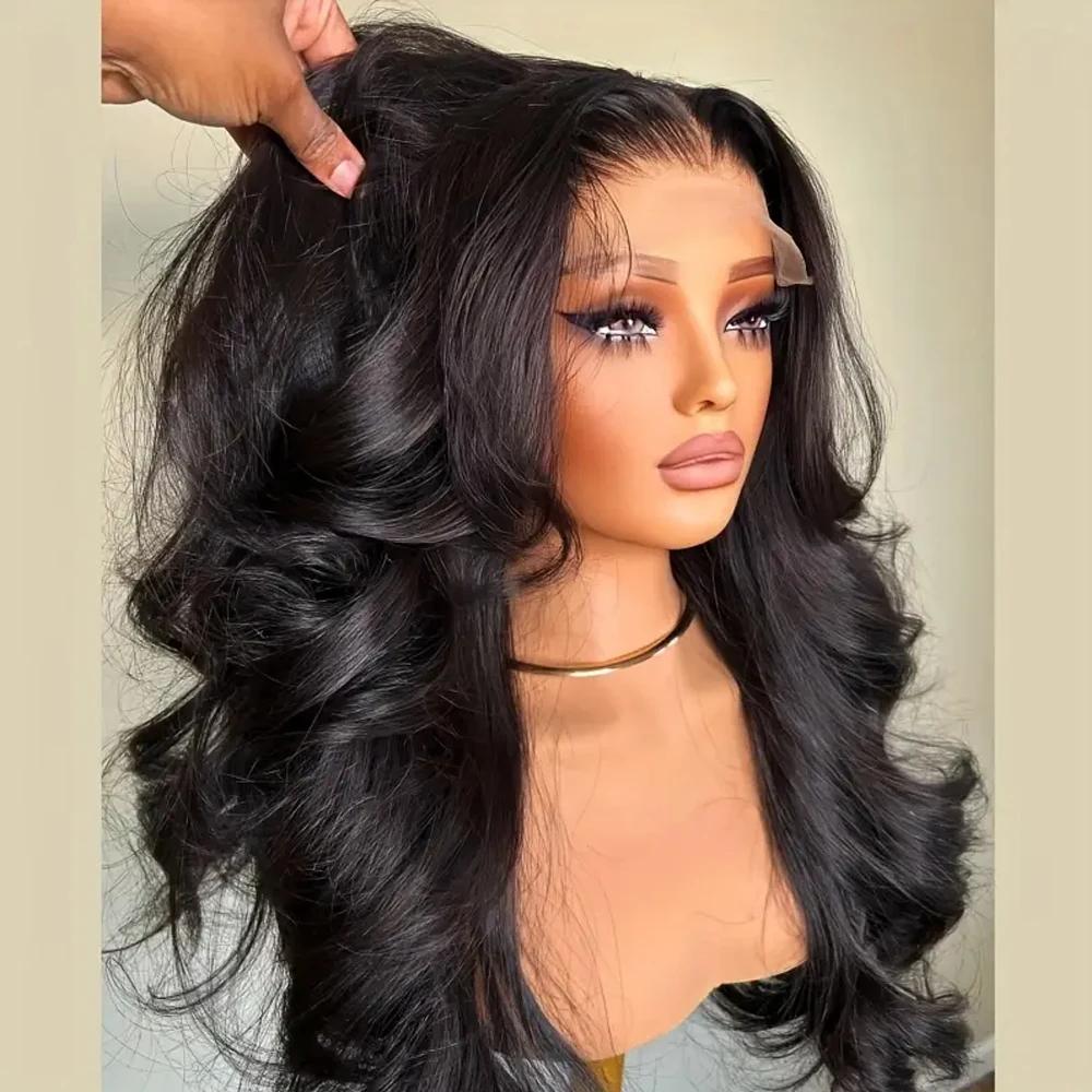 Perruques frontales en dentelle 13x4 sans colle, densité 250%, cheveux humains ondulés, cheveux brés