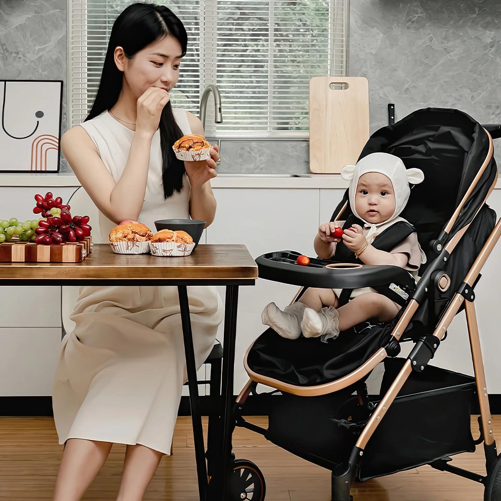 Poussette bébé luxueuse Portable voyage landau pliable landau siège réversible bidirectionnel nouvea