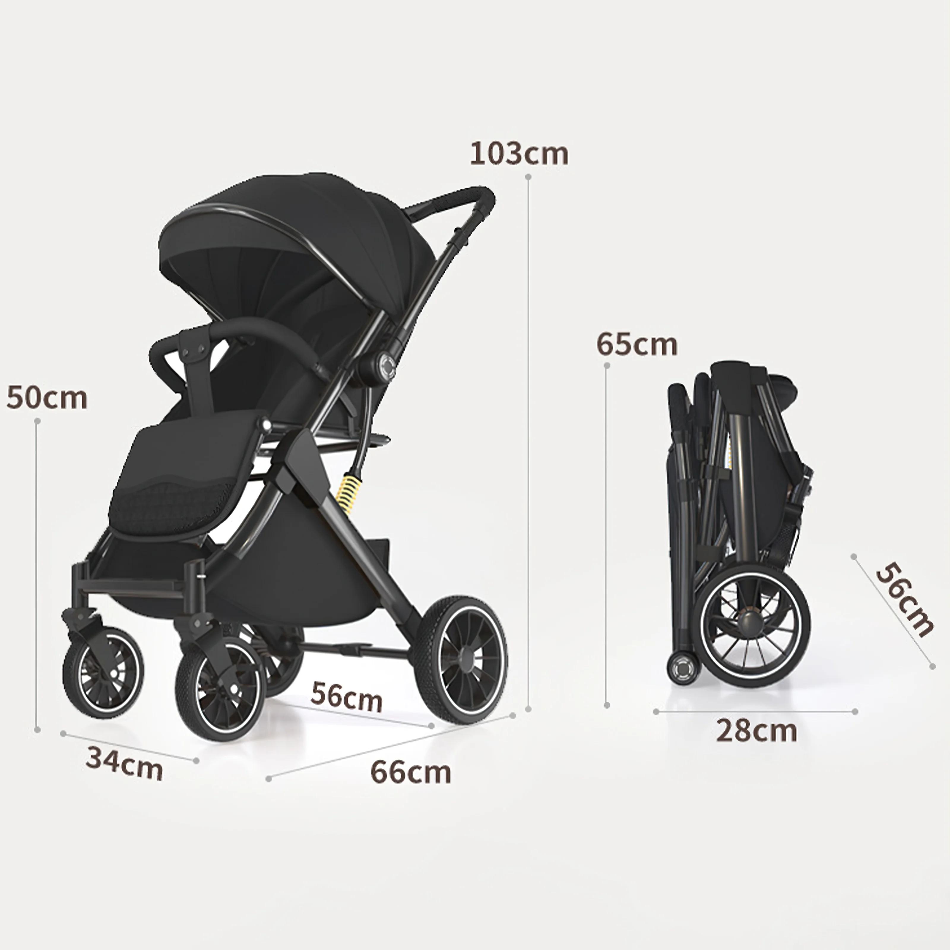 Luxueux léger haute paysage bébé poussette jambes-siège pour nouveau-né une main reline poussette la