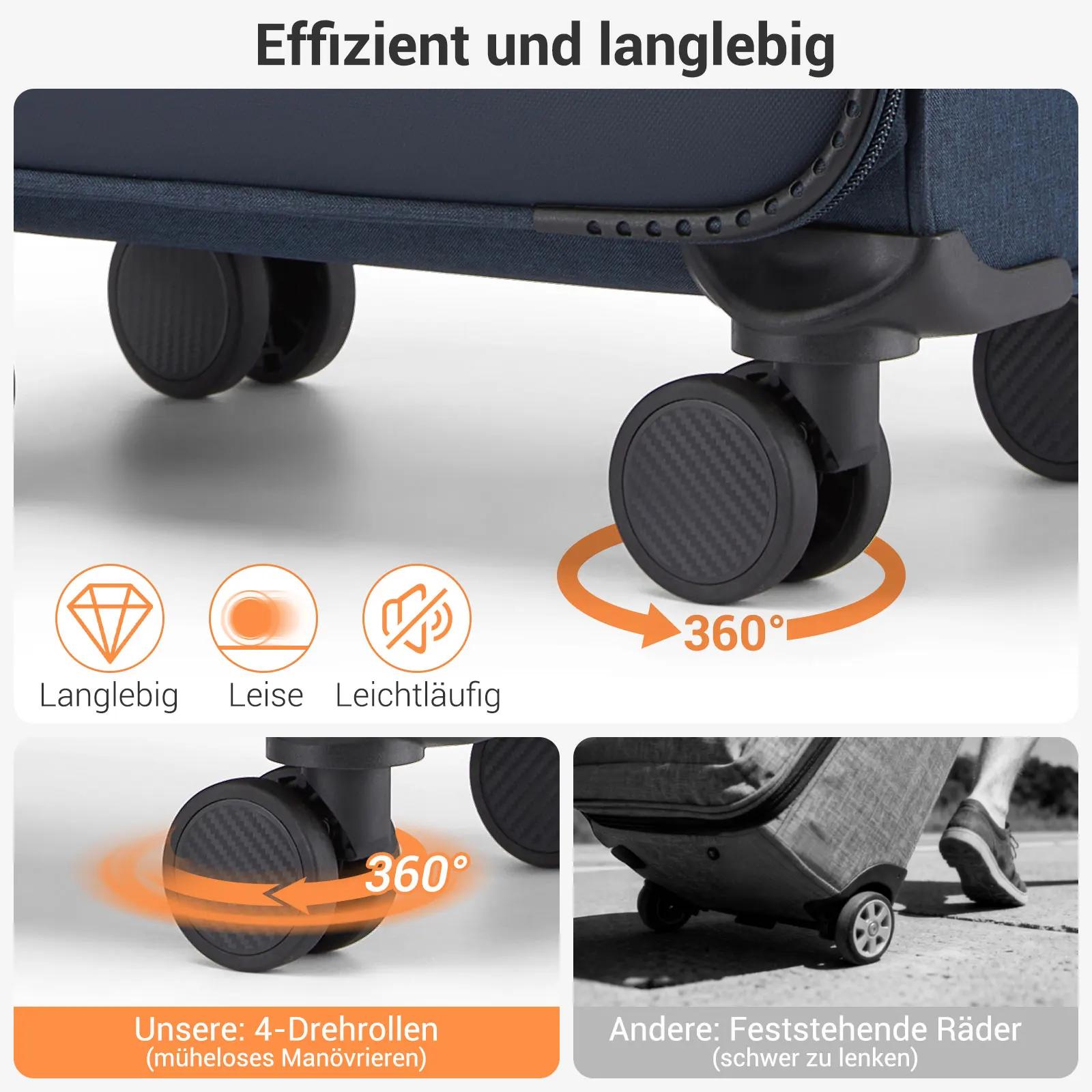 Mallette extensible British Traveller, tissu ultra léger, valise en tissu avec extension de volume,