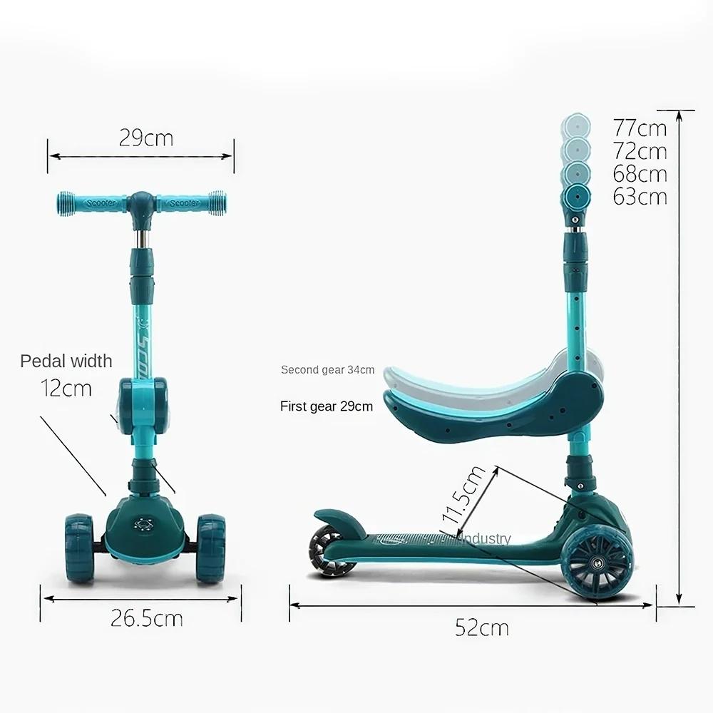 Trottinette pliable pour enfant avec frein à main et patin de frein, hauteur réglable, pour enfants