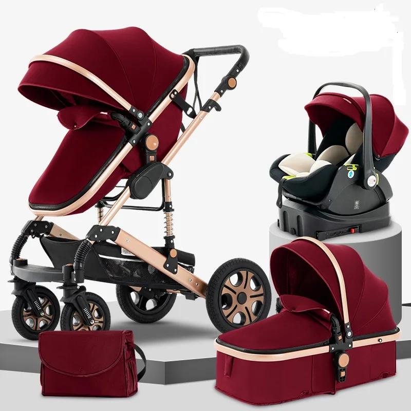 Poussette Standard Réversible 3 en 1 pour Bébé, Système de Voyage pour Nouveau-né, avec Base Isofix