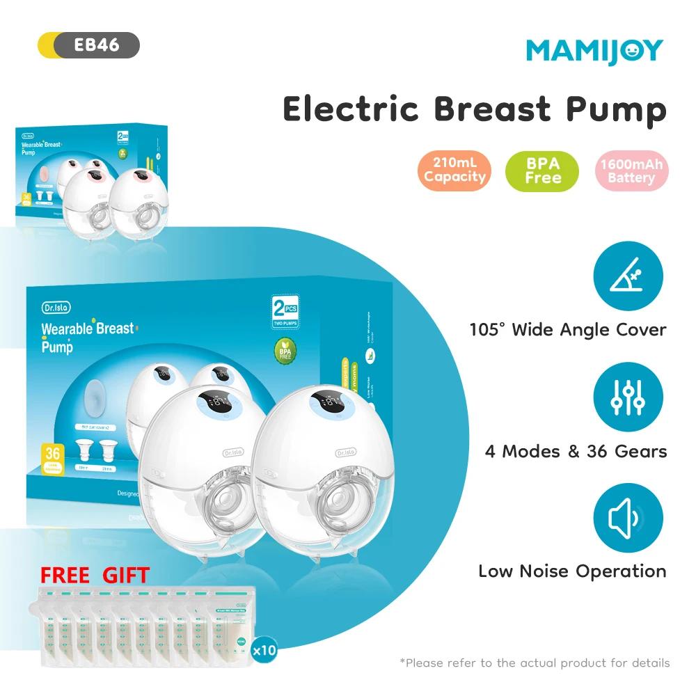 MAMIJOY 2PCS Tire-lait électrique portable 4 modes & 36 niveaux Mains libres Faible bruit Cadeau gra