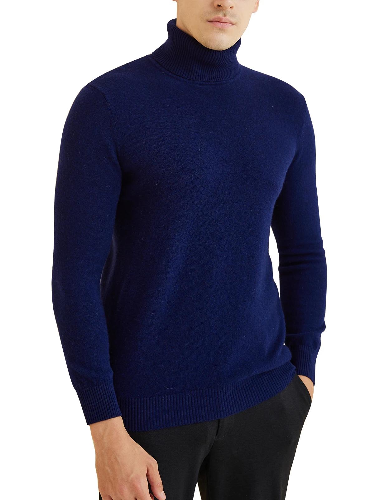 Pull en tricot pour hommes 100% laine mérinos col roulé pull en laine automne hiver chaud à manches