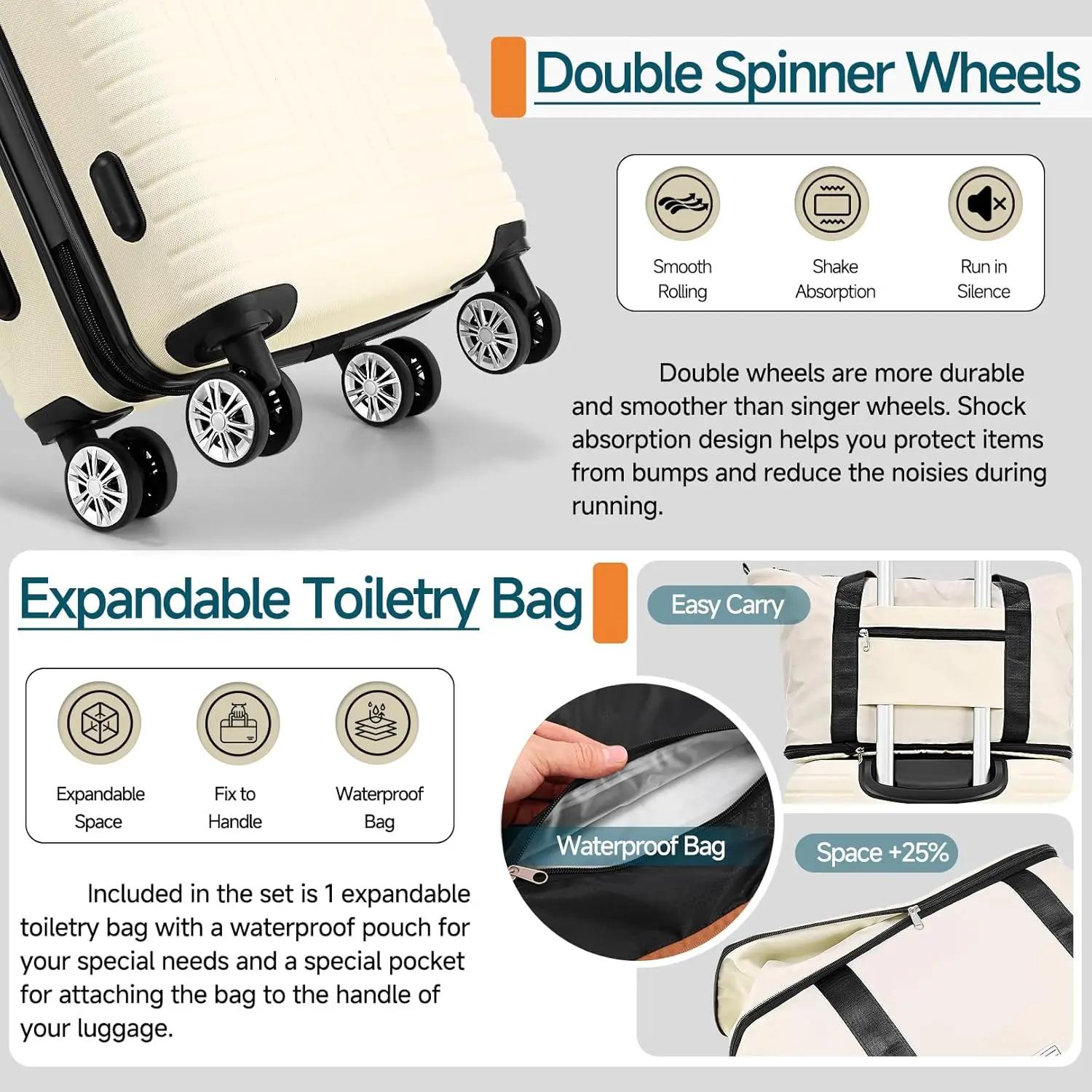 Ensemble de bagages 3 pièces, valises à coque rigide, boîte d'emballage de voyage avec roue, serrure
