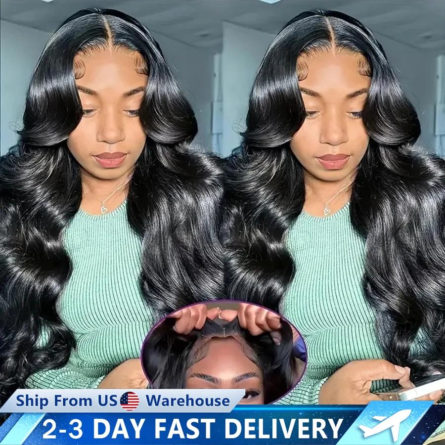 Perruque Lace Closure Wig Body Wave Naturelle, Cheveux Humains, 13x6, 13x4, 4x4, 5x5, 6x4, Sans Coll