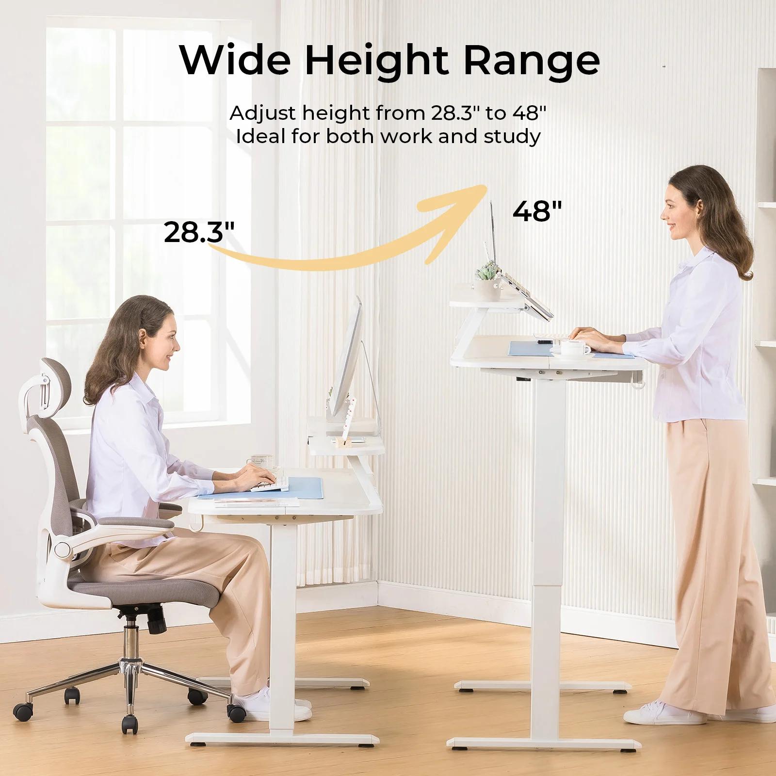 Bureau électrique sur pied avec égouts de proximité, bureau d'ordinateur ergonomique réglable, recom