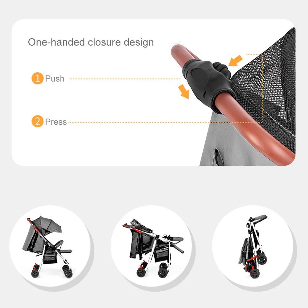 Poussette bébé pliable à une touche, 4 roues, légère, pour voyage, avec siège inclinable à plat, pli