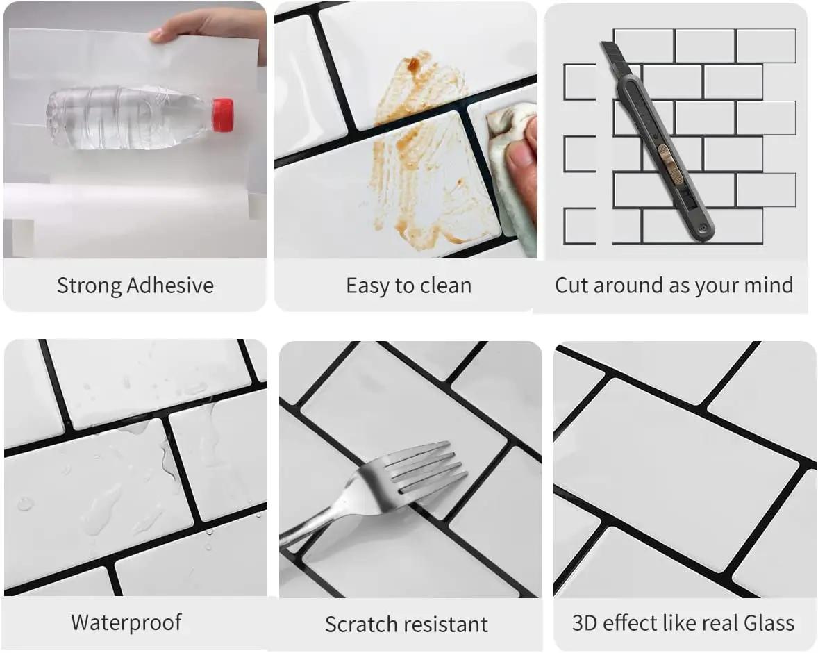 Autocollants muraux de métro, papier peint en brique 3d en vinyle, pour salle de bains et cuisine, a