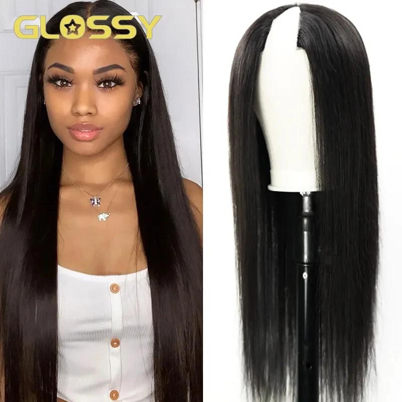 Perruque Brésilienne Naturelle Sans Colle, Cheveux Lisses, Prêt à vitation, 30 Pouces, Densité 250,