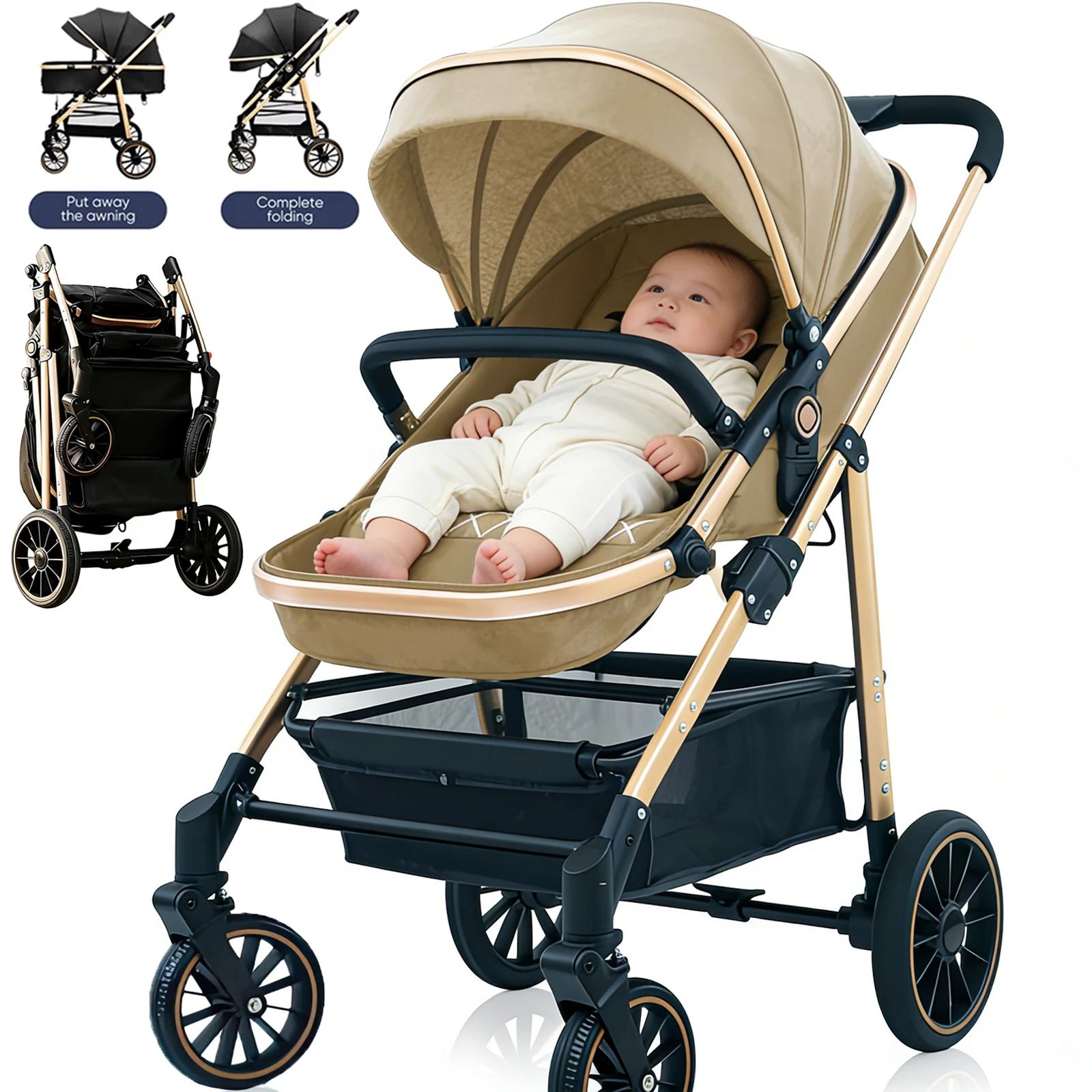 Poussette bébé luxueuse Portable voyage landau pliable landau siège réversible bidirectionnel nouvea