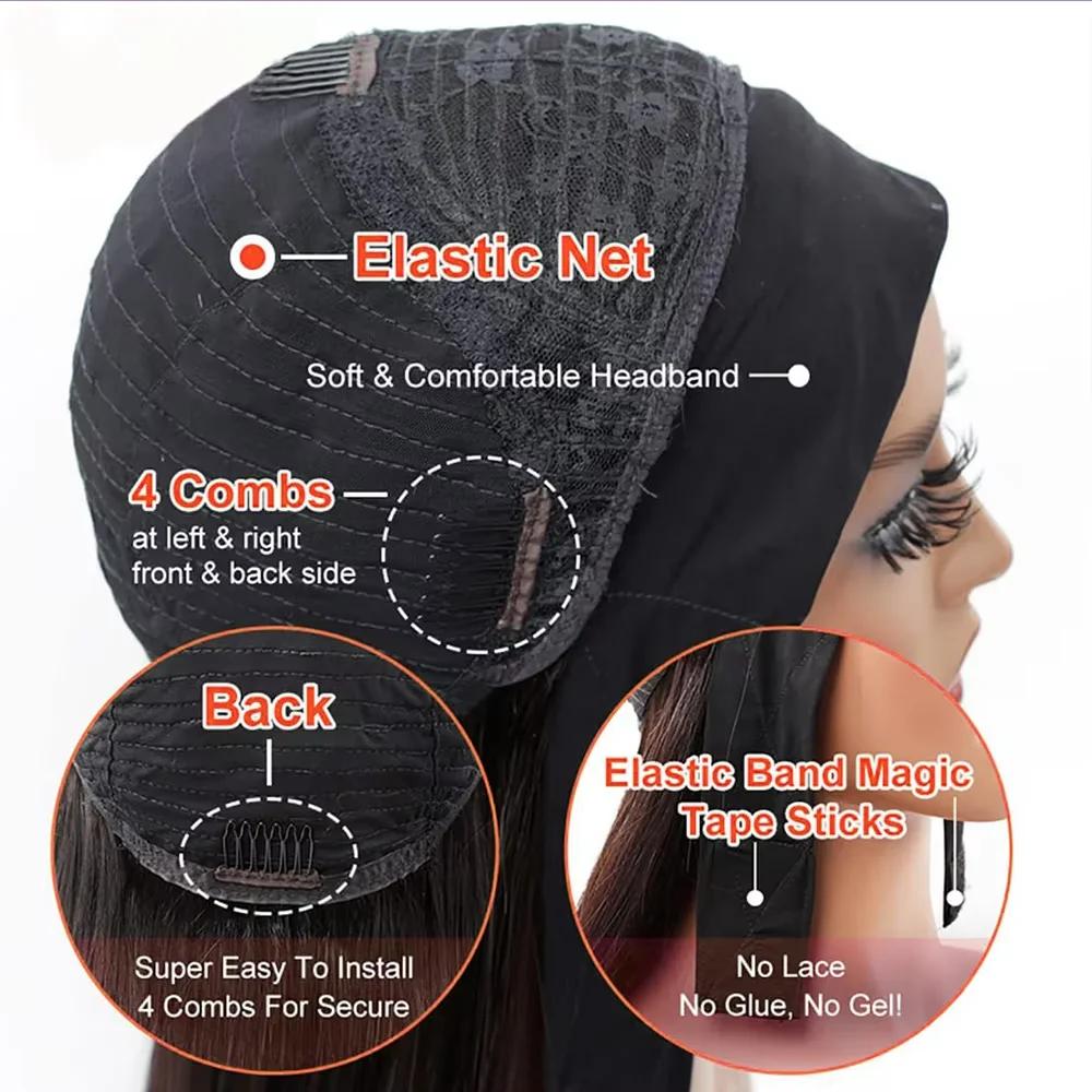 16-40 pouces 200 densité bandeau perruque vague de corps brésilien perruque de cheveux humains sans