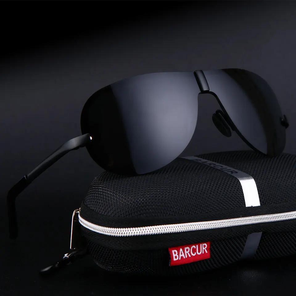 Lunettes de soleil noires polarisées BARCUR lunettes jaunes sans monture hommes conduite Vision noct