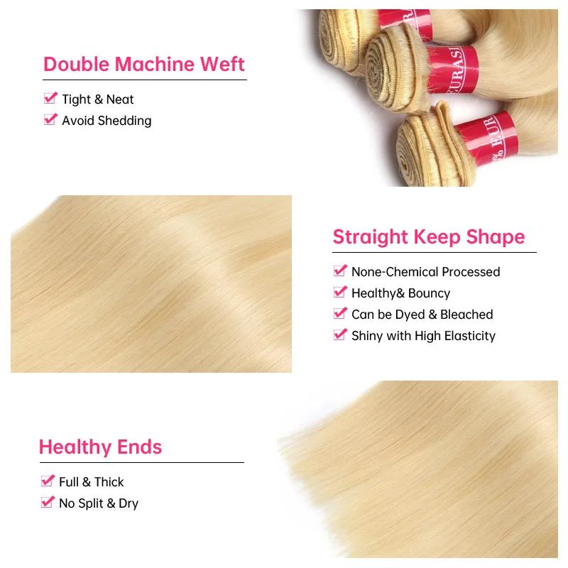 Alimonica-Tissage en lot brésilien Remy naturel lisse blond miel 613, 8 - 40 pouces, livraison gratu