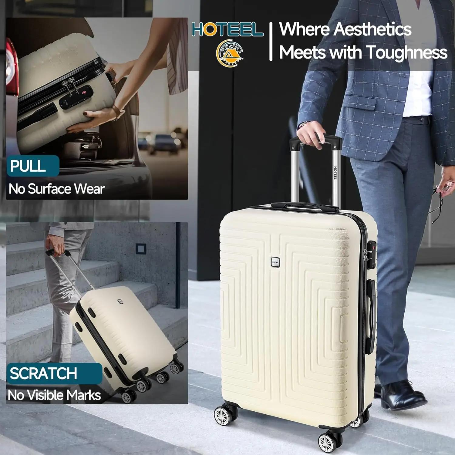 Ensemble de bagages 3 pièces, valises à coque rigide, boîte d'emballage de voyage avec roue, serrure