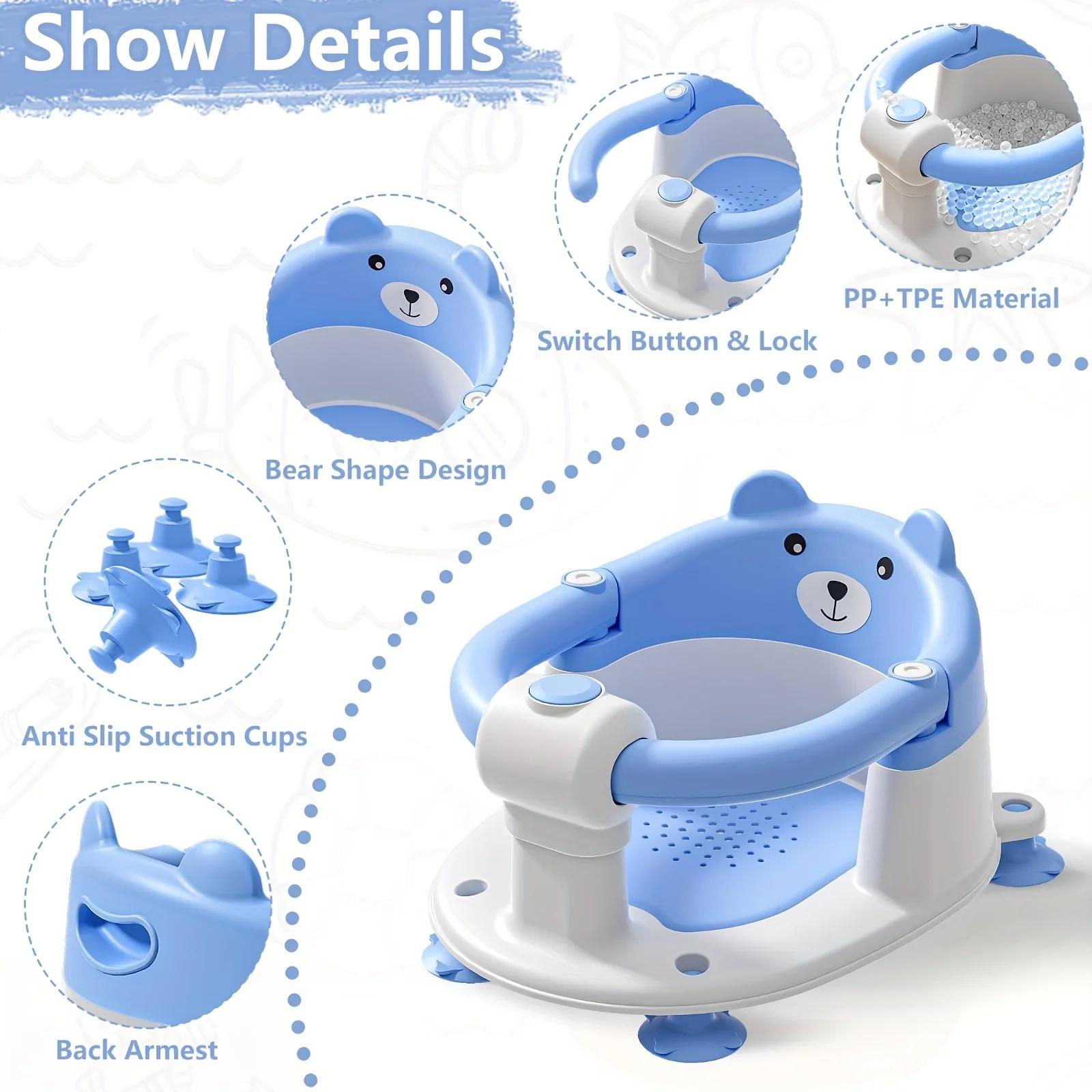 Siège de bain pour bébés de 6 mois et plus, sièges de bain pour tout-petits pour bébés assis, chaise