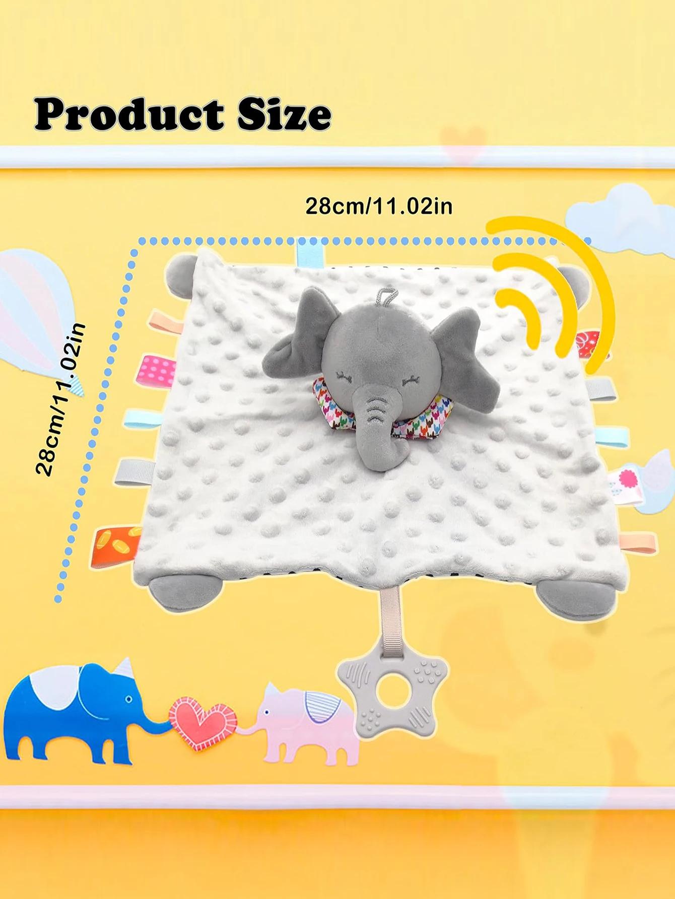 Couverture de couette en forme d'éléphant pour bébé, serviette douce pour apaiser, hochet pour bébé,