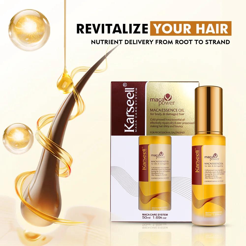Karseell 50ml huile d'argan marocaine pour la guérison des cheveux pressé à froid huile d'argan sans