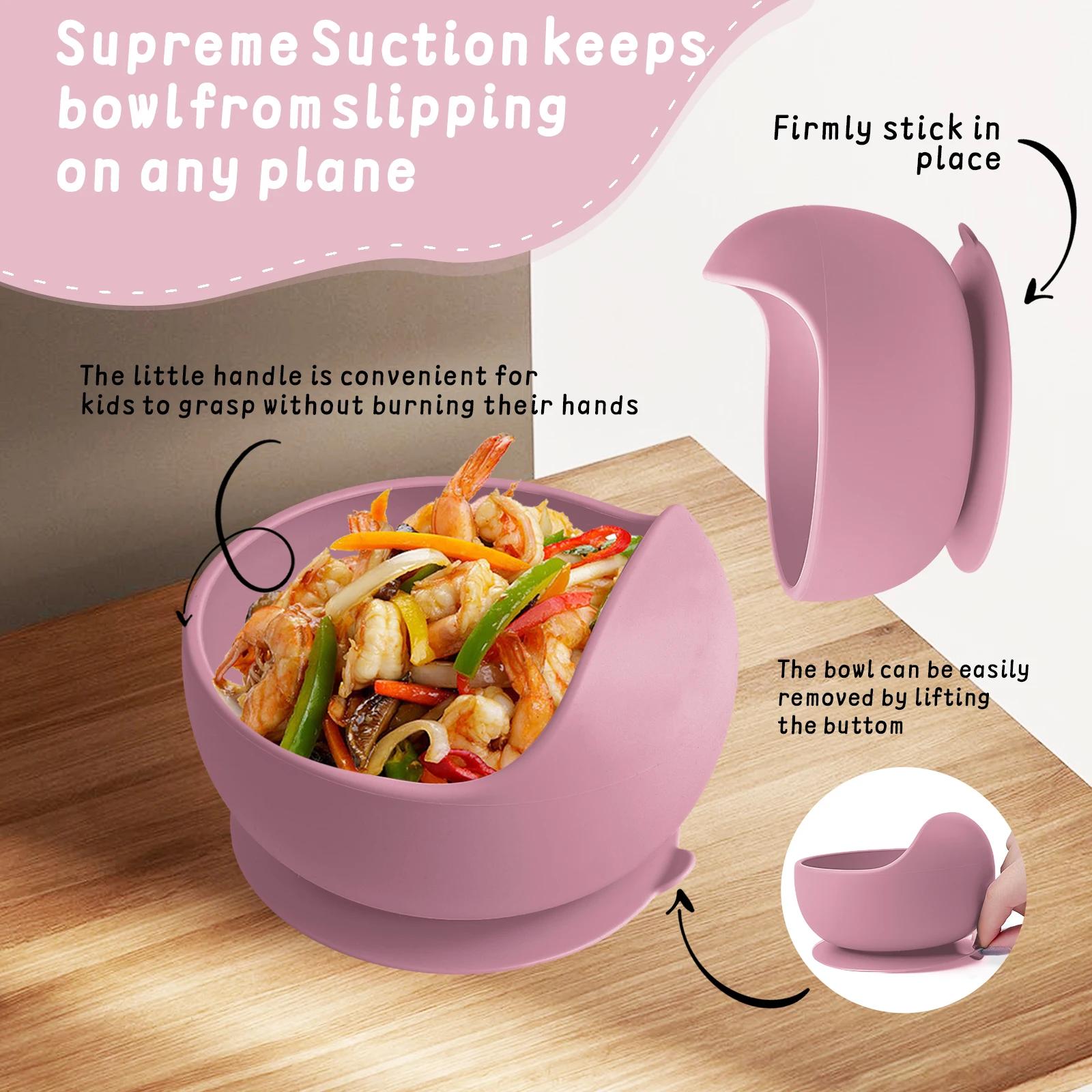 Bol à ventouse en Silicone, vaisselle d'alimentation pour nourrissons et jeunes, apprendre à manger