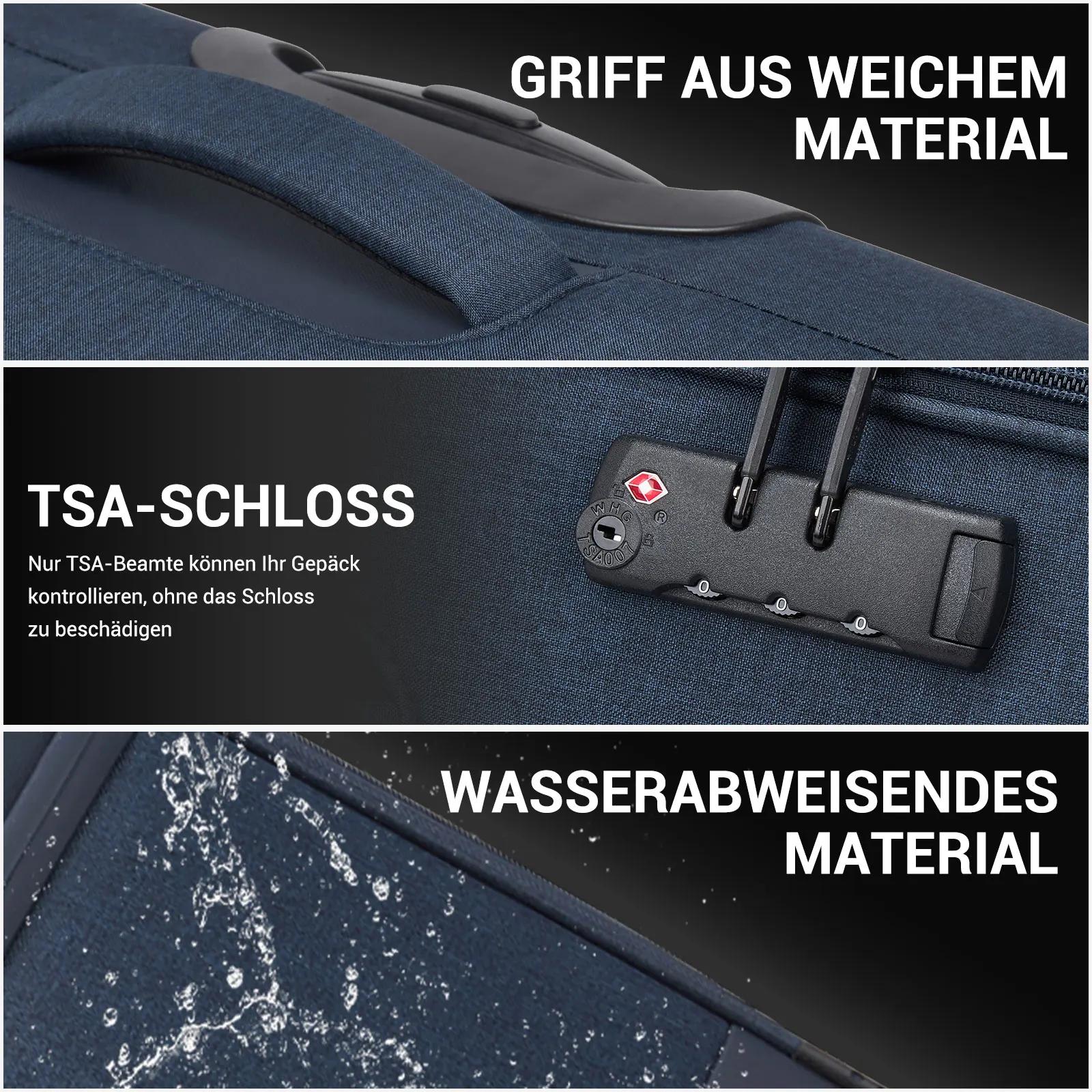 Mallette extensible British Traveller, tissu ultra léger, valise en tissu avec extension de volume,