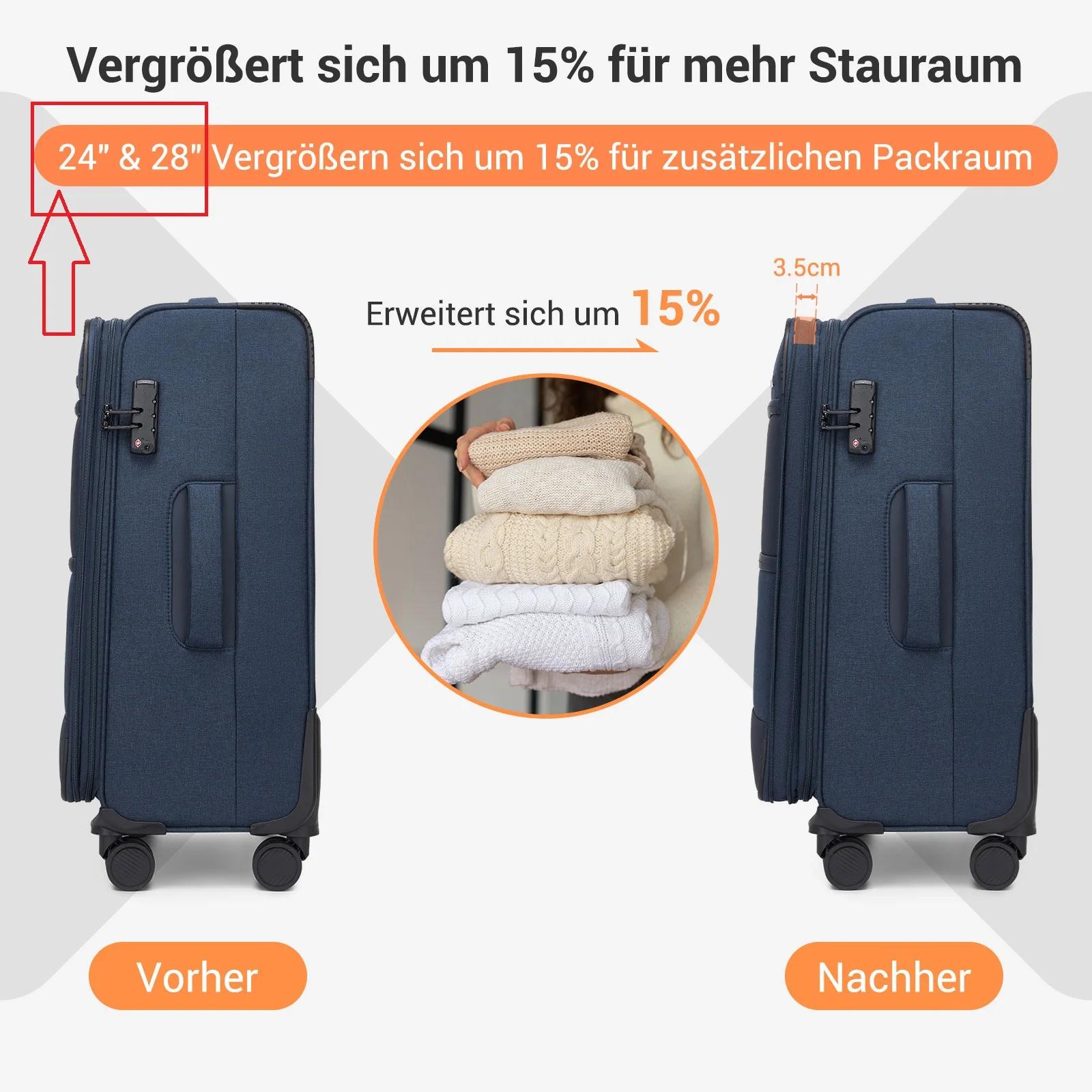 Mallette extensible British Traveller, tissu ultra léger, valise en tissu avec extension de volume,