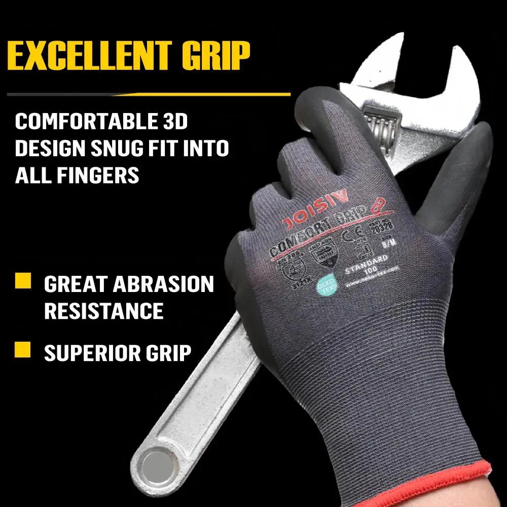 12 paires de gants de travail robustes enduits de Nitrile, antidérapants, légers, durables, respiran