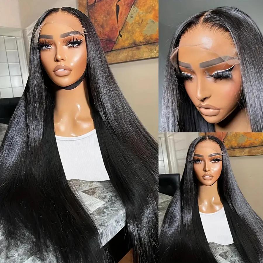 Sophia-Perruque Lace Front Wig sans colle naturelle, cheveux lisses, 13x6, 13x4, HD, 5x5, 6 tage, pr