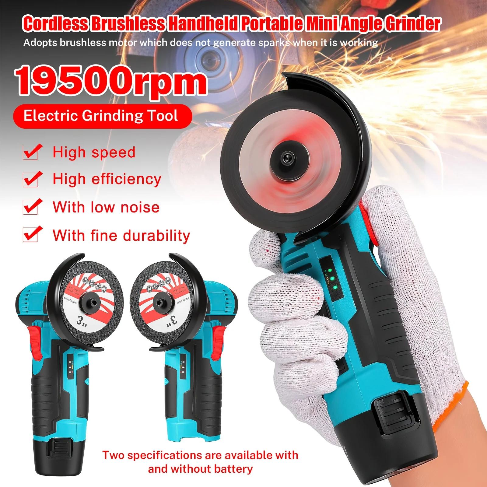 Mini-meuleuse d'angle 12V au lithium-ion, outil de meulage, vitesse de coupe 19500 tr/min, protectio