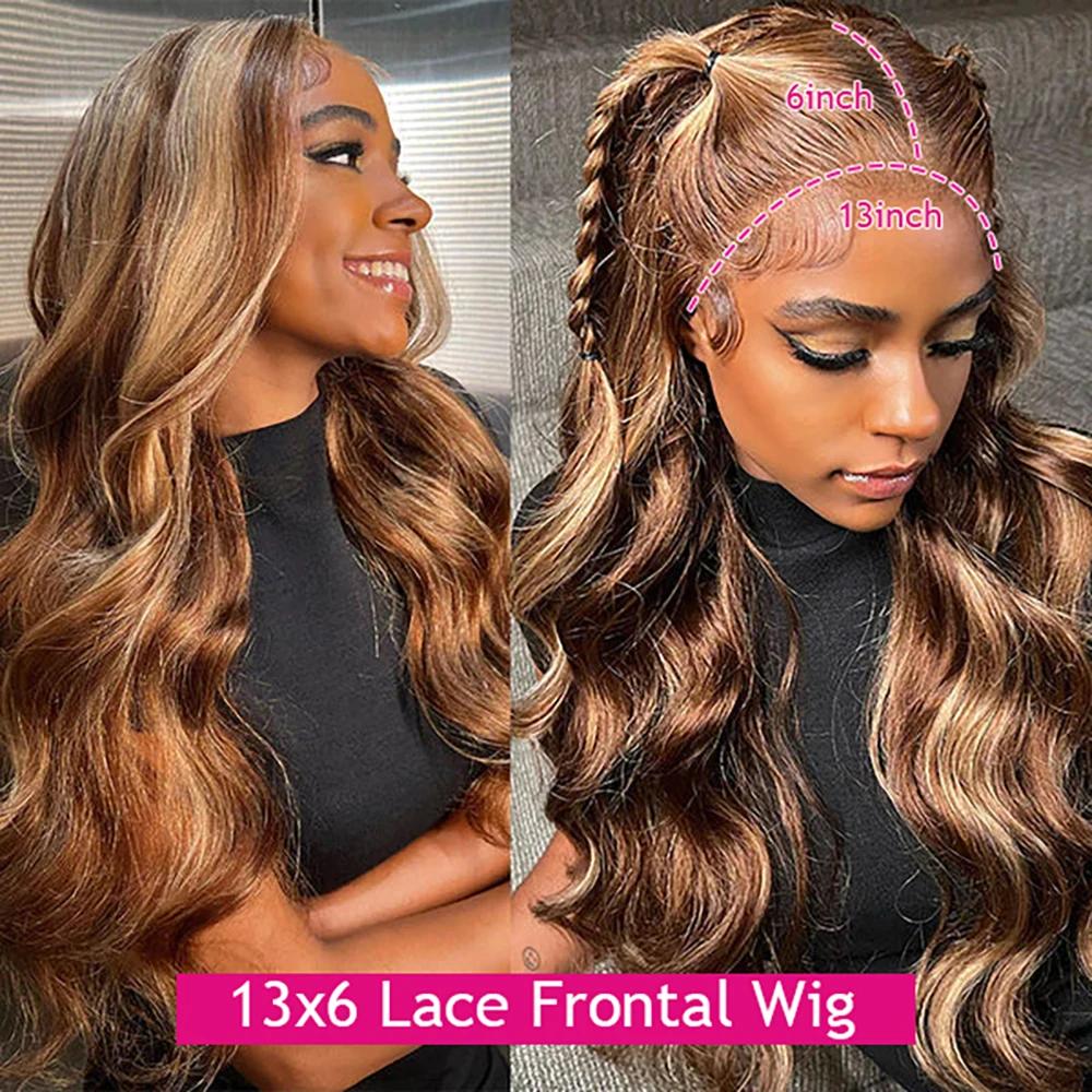 Honey Blonde Body Wave Lace Front Wig, Highlight HD Lace Frmetals Wig, Human Hair Wear, Go Glueless