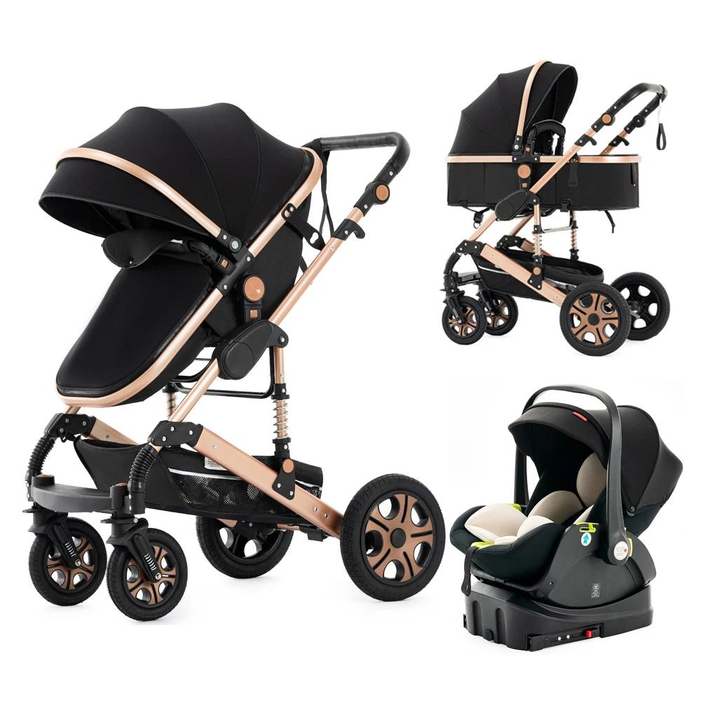 Siège auto combiné pour poussette bébé – Poussette pour bébé avec lit de transport, landau pliable e