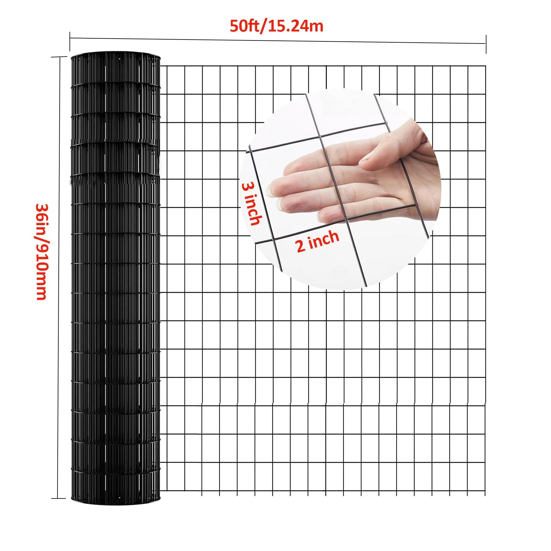 Grille métallique soudée robuste – Acier galvanisé de 36 po x 50 pieds, grilles de 2 po x 3 po (coup