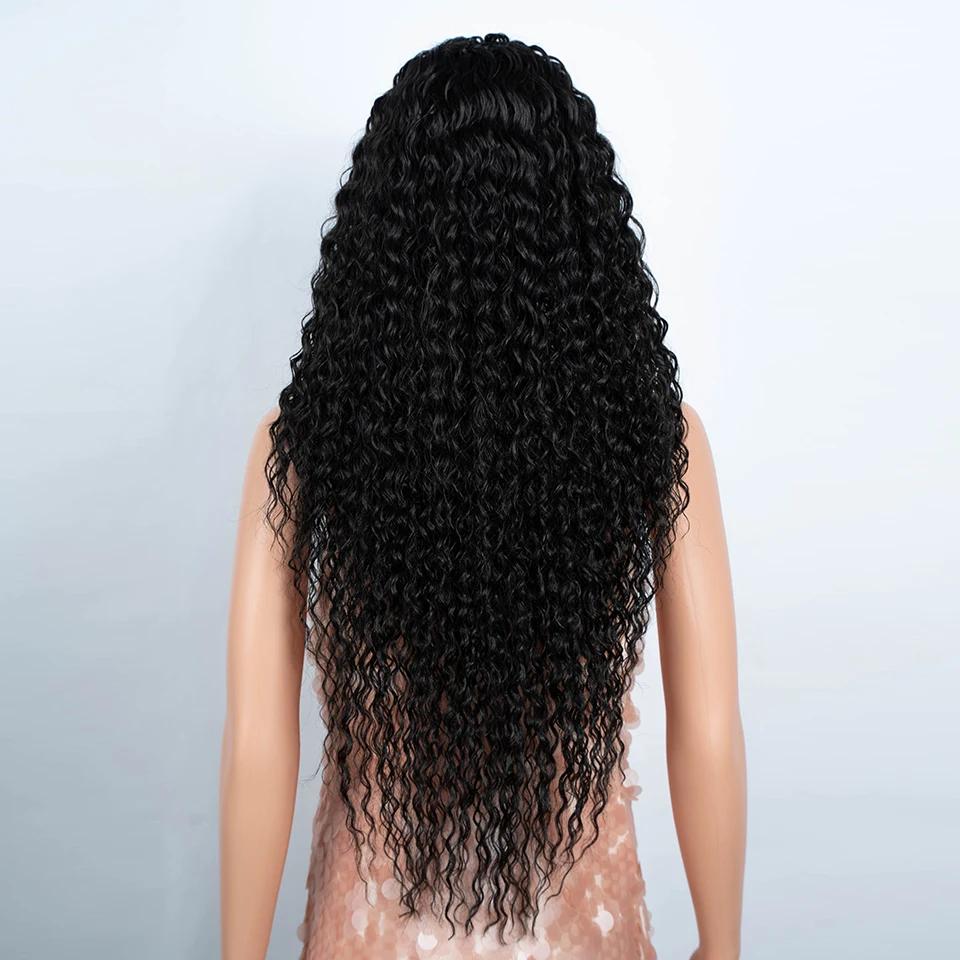 Perruque Lace Front Wig synthétique bouclée longue de 30 pouces, perruque de Cosplay ombrée brune HD