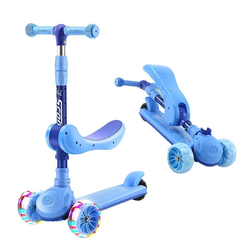 Trottinette pliable pour enfant avec frein à main et patin de frein, hauteur réglable, pour enfants