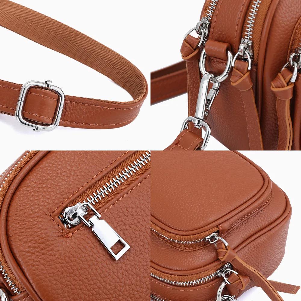 Zency concepteur femmes sac à bandoulière véritable cuir de vachette sac à main poches à glissière g