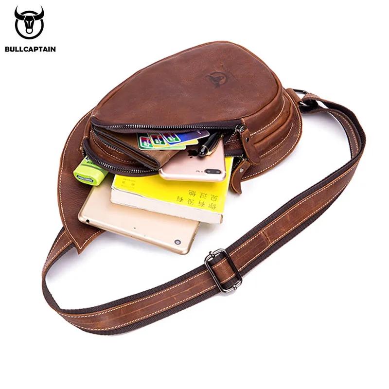 BULLCAPTAIN-Sac à Bandoulière en Cuir de Cheval pour Homme, Sacs de Poitrine en Cuir, Nouvelle Mode,