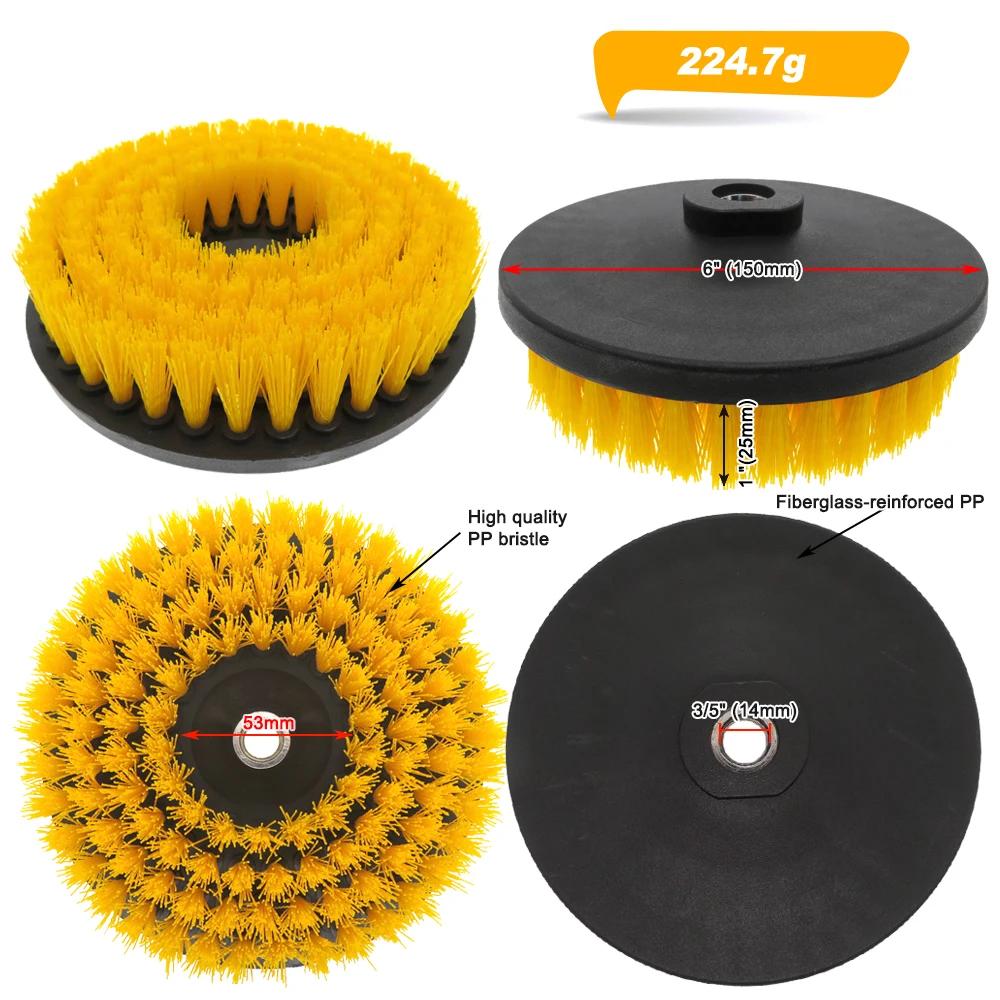 Brosse de nettoyage électrique creuse de 6 pouces, pour tapis, verre, pneus de voiture, carrelage de