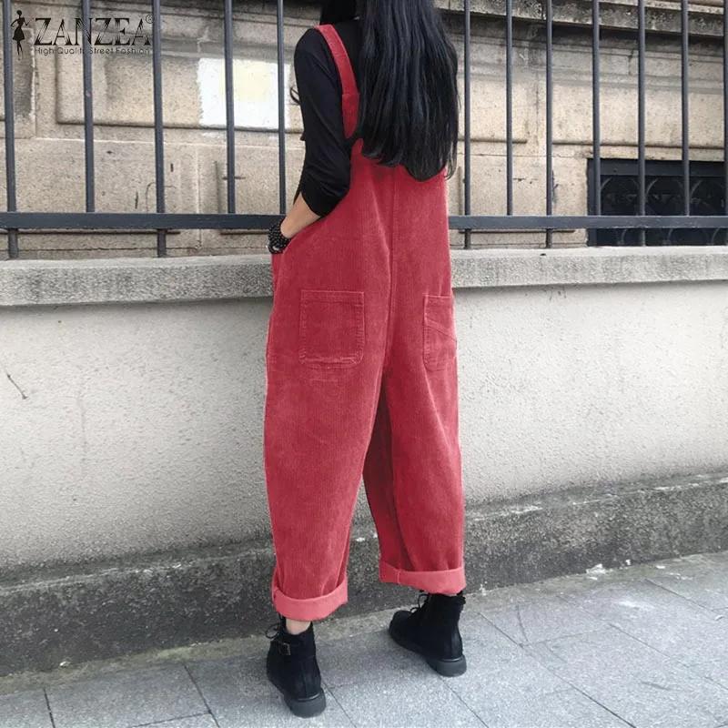 Caftan velours côtelé salopette femmes printemps combinaisons ZANZEA 2025 décontracté jarretelles sa