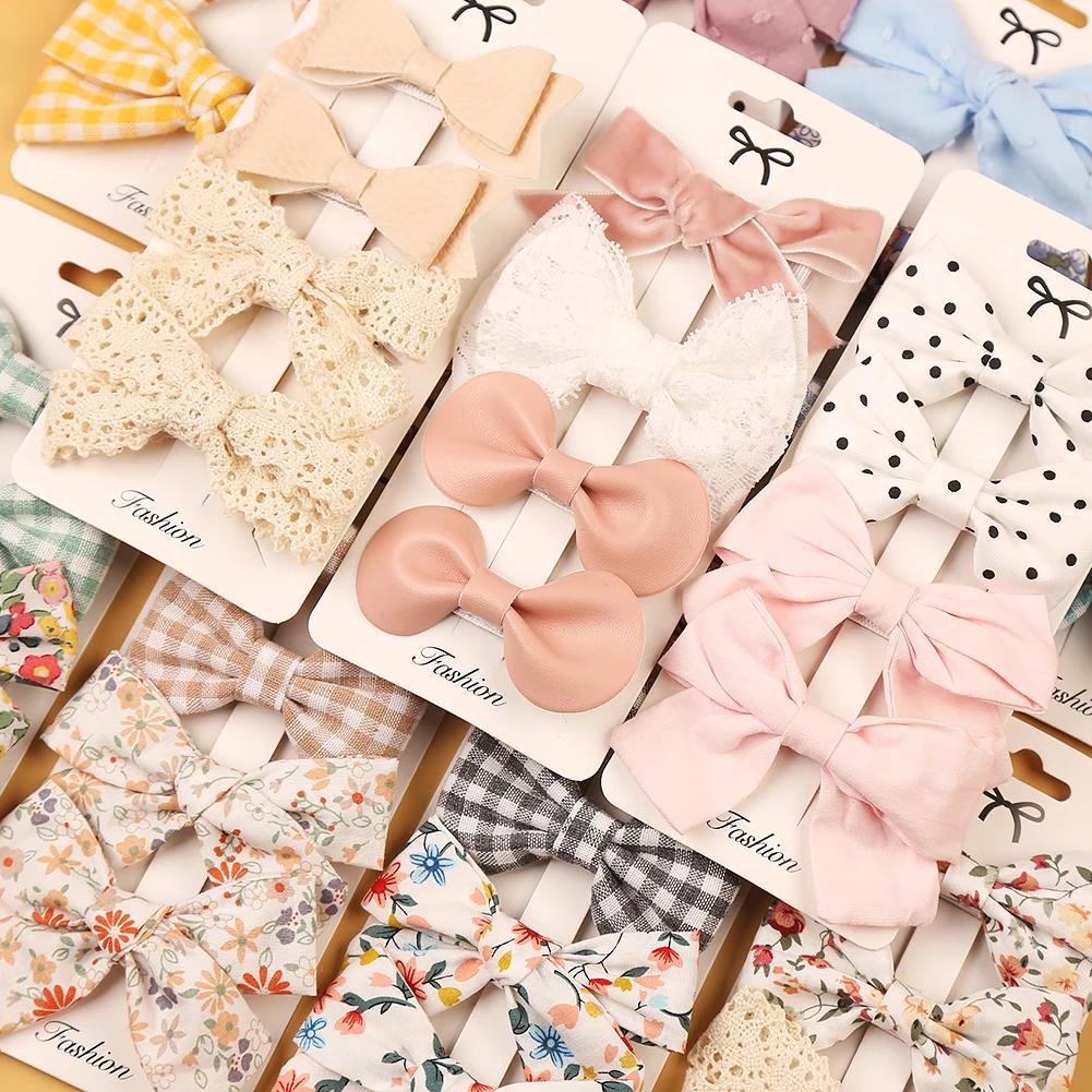 Pinces à cheveux avec nœud papillon imprimé léopard, Barrettes en dentelle de coton et lin pour bébé