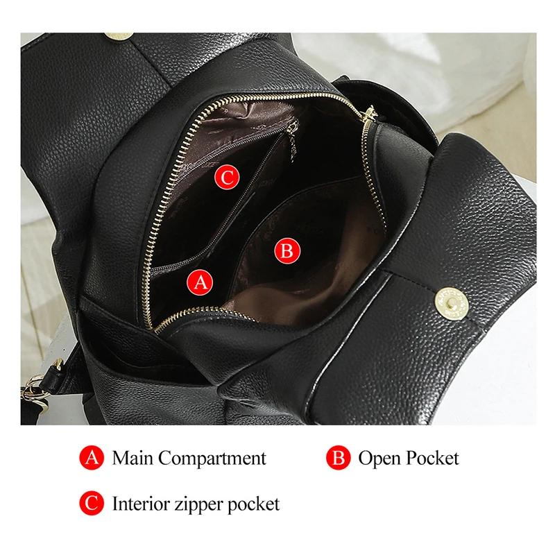 FOXER marque femmes Style sac à dos femme en cuir véritable + microfibre sac à dos fille sac d'école